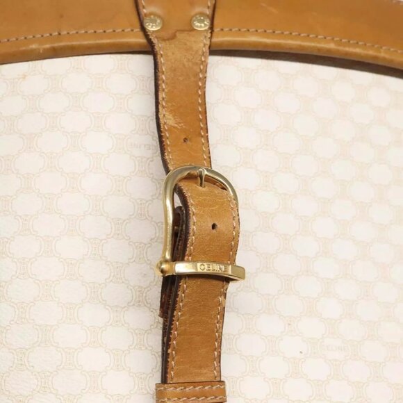 CELINE Macadam Canvas Hat Case Trunk PVC Leather White Authentic - Picture 11 of 16